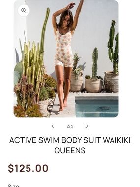 Active Swim Bodysuit in Cream with Peach Floral